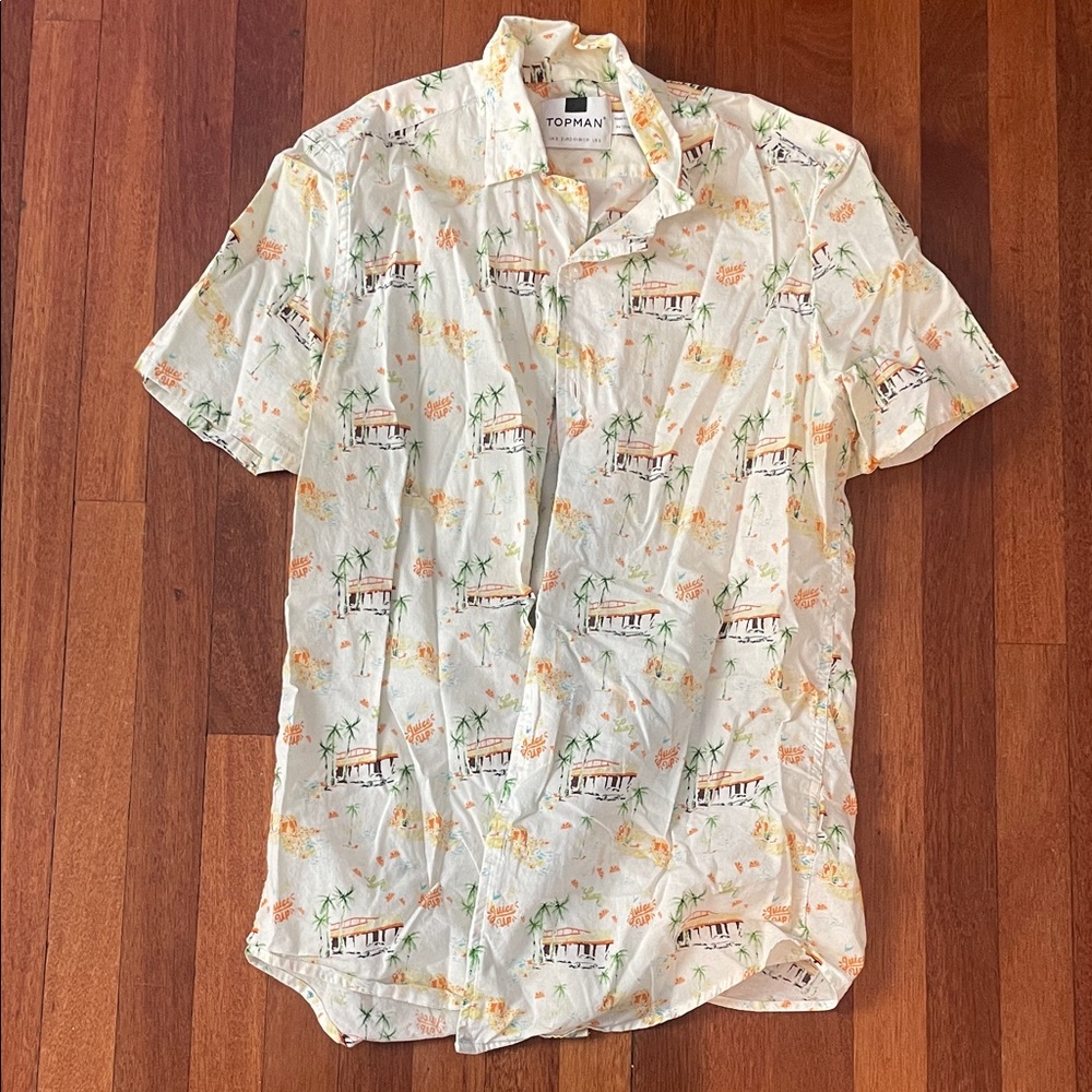 Topman White Tropical Print Casual Shirt